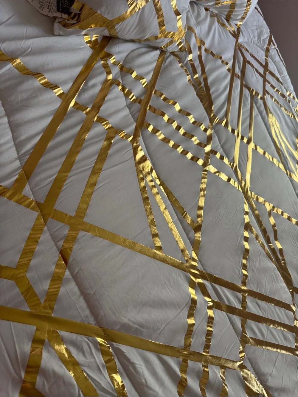 White and Gold Geometric Comforter Set